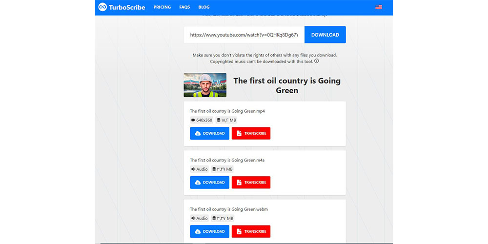 دانلود از یوتیوب با سایت turbo scribe