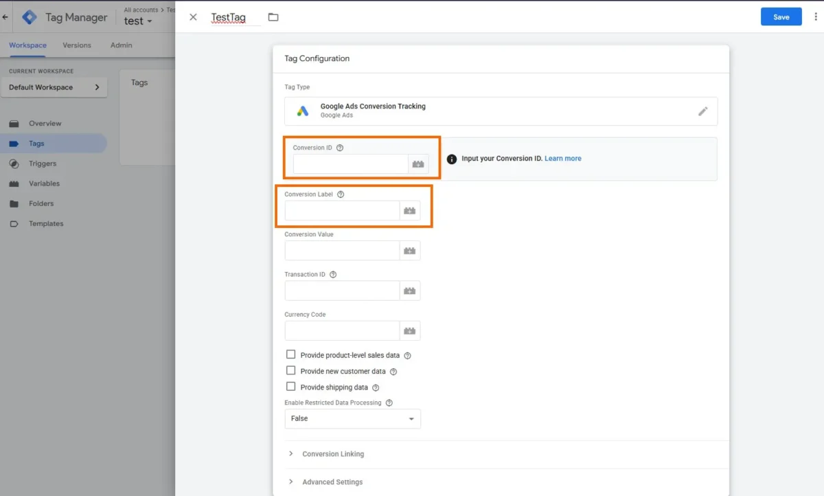 Tools & Settings → Conversions → Uploads → (+)