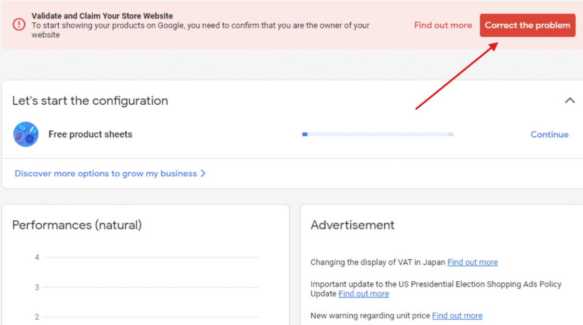 گزینه Correct the problem
