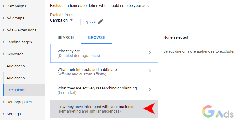 Browse → How they have interacted with your business