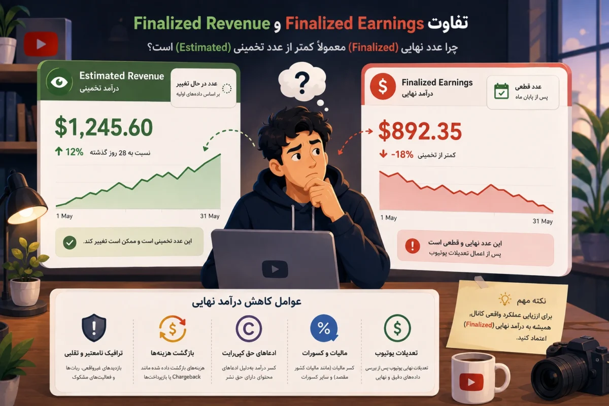 تفاوت درآمد تخمینی و نهایی یوتیوب