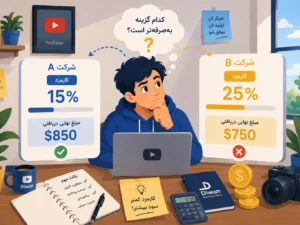 کارمزد نقد کردن درآمد یوتیوب