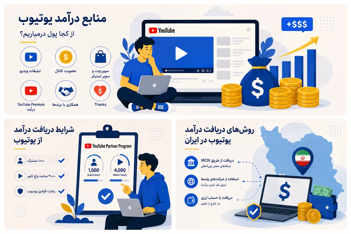 شرایط درآمدزایی یوتیوب و دریافت درآمد در ایران
