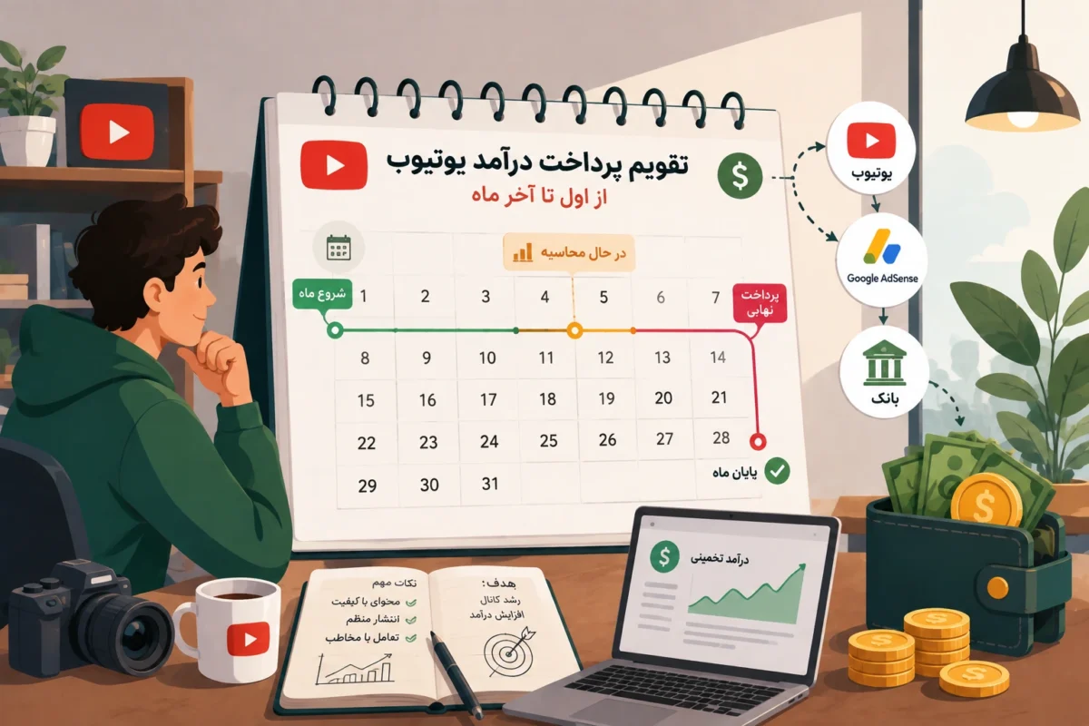 تقویم و زمان پرداخت درآمد یوتیوب