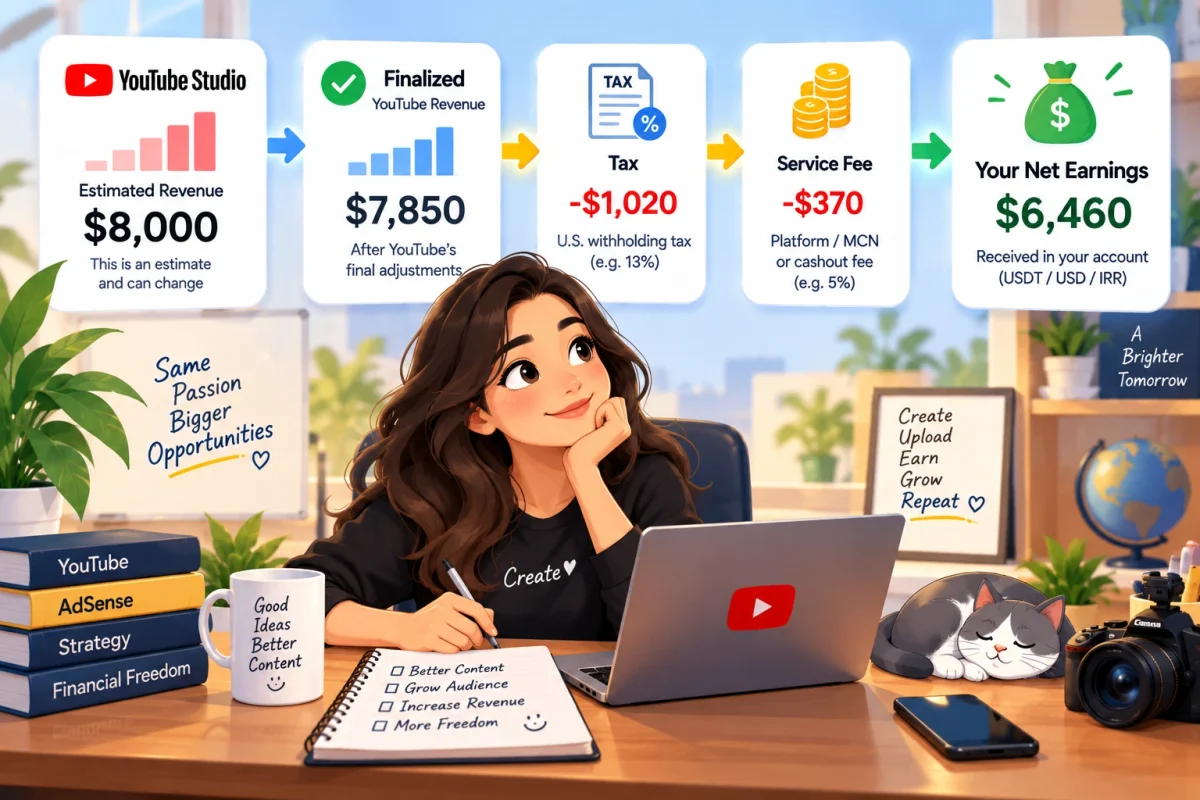 مسیر درآمد یوتیوب از Estimated Revenue تا مبلغ نهایی